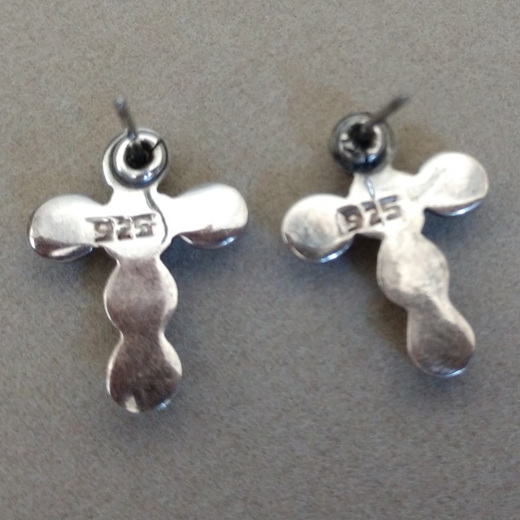 Sterling Silver Cross Post Earrings - Picture 5 of 5